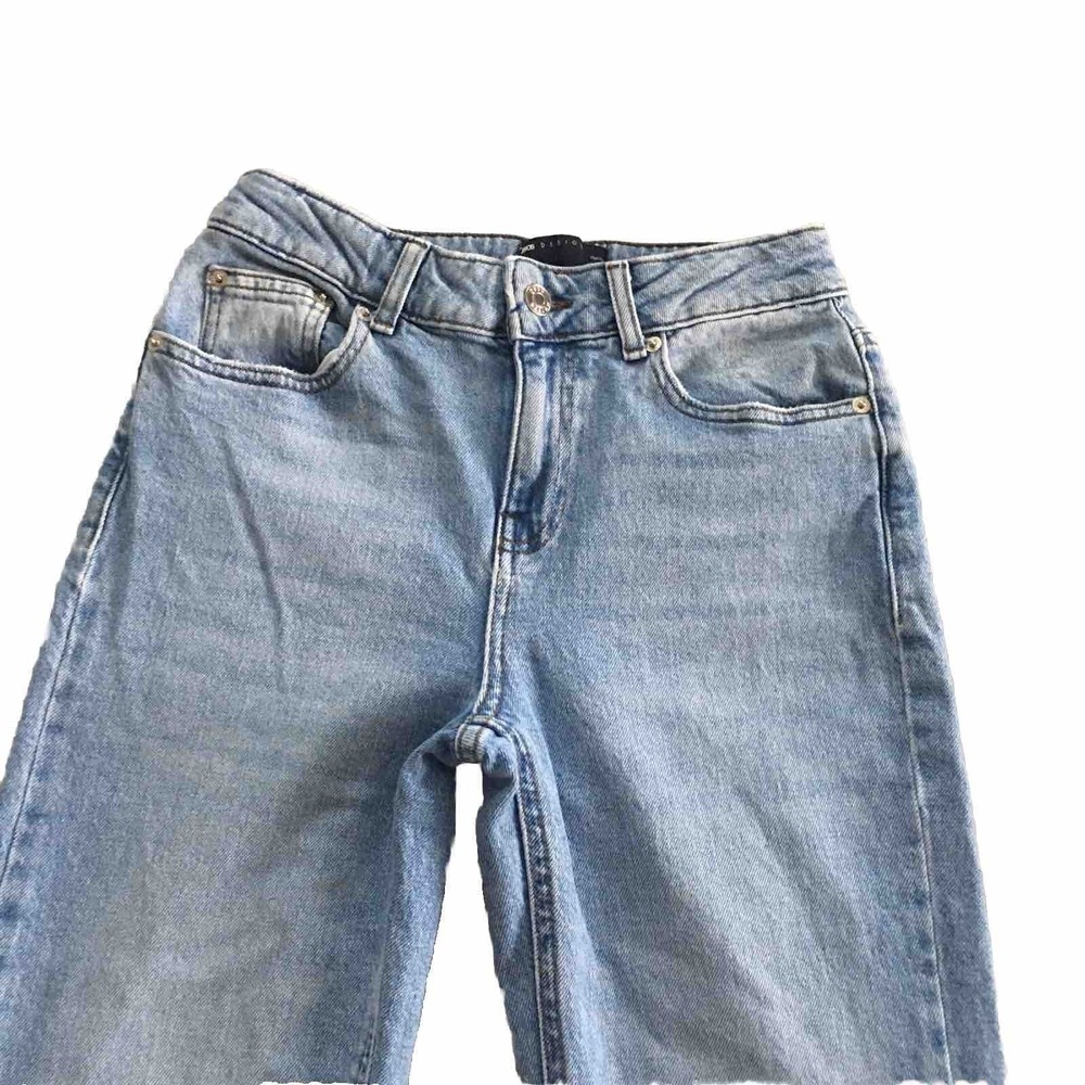 ASOS Design Mid Rise Flared Jean Light Denim Wide Leg 26/26 actual 26/25 Petite - Picture 2 of 11